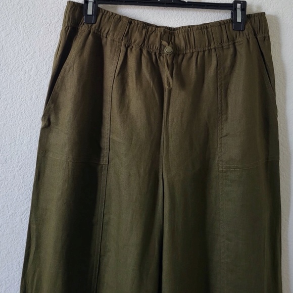 $198 Unworn Reformation Declan Linen Pant in Dark Olive - Picture 2 of 7